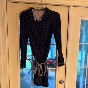 Lilly Pulitzer Sheer Dark Blue Long Sleeve Dress